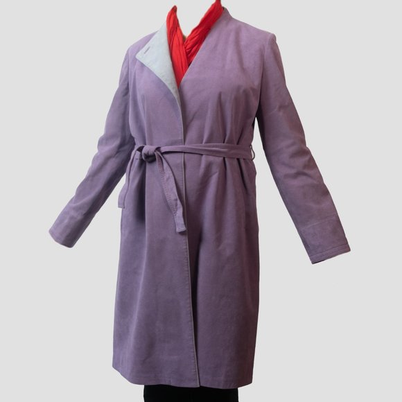 Vintage trench coat vegan suede by Montroy - Picture 3 of 15